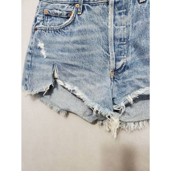 AGOLDE Parker Vintage Cut Off Denim Jean Shorts in Swapmeet Button Fly Raw Hem - Picture 7 of 13